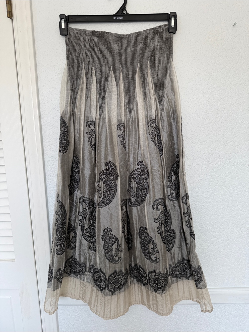 Lapis Gray Maxi Skirt with Black Paisley Accents